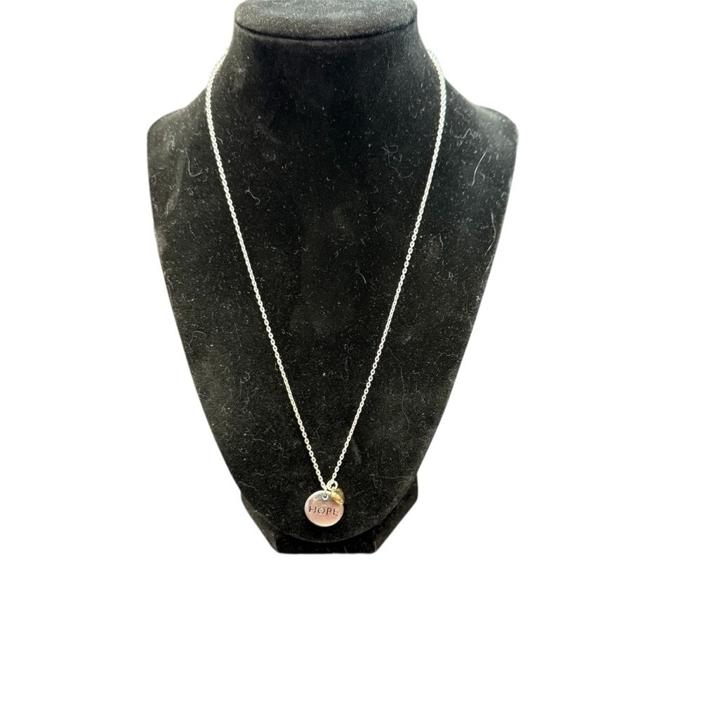 Avon Silver Necklace with Minimalist Charm Hope vintage NIB 2009